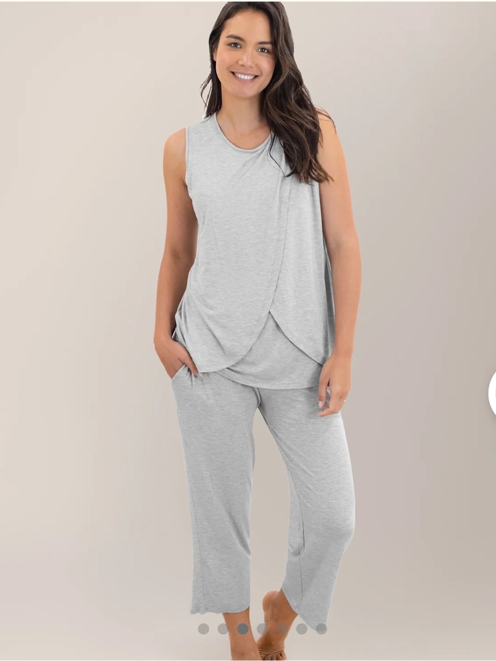 Tulip Hem Maternity Pajama Set - Heather Grey